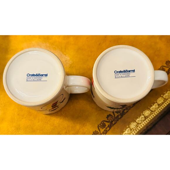 Crate & Barrel Julia Bullmore Christmas Mittens Snowman Hot Cocoa Cups Mugs 2 - Picture 2 of 5